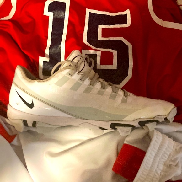 Nike Vapor Football Cleats. Sz13 White/Gray Worn 1 Season - Picture 1 of 3